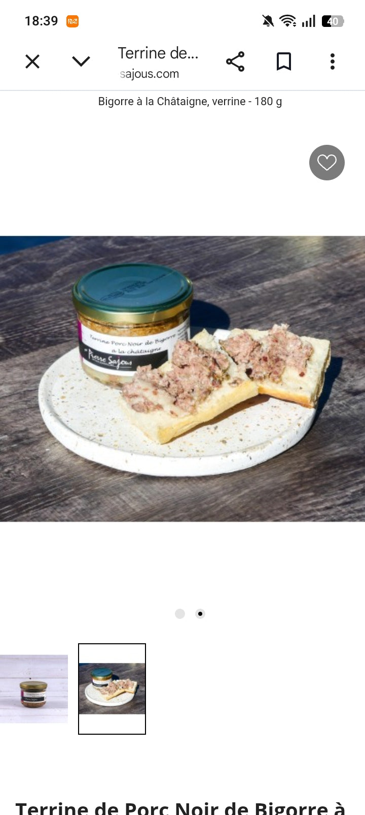 Terrine de Porc Noir de Bigorre à la Châtaigne, verrine - 180 g
