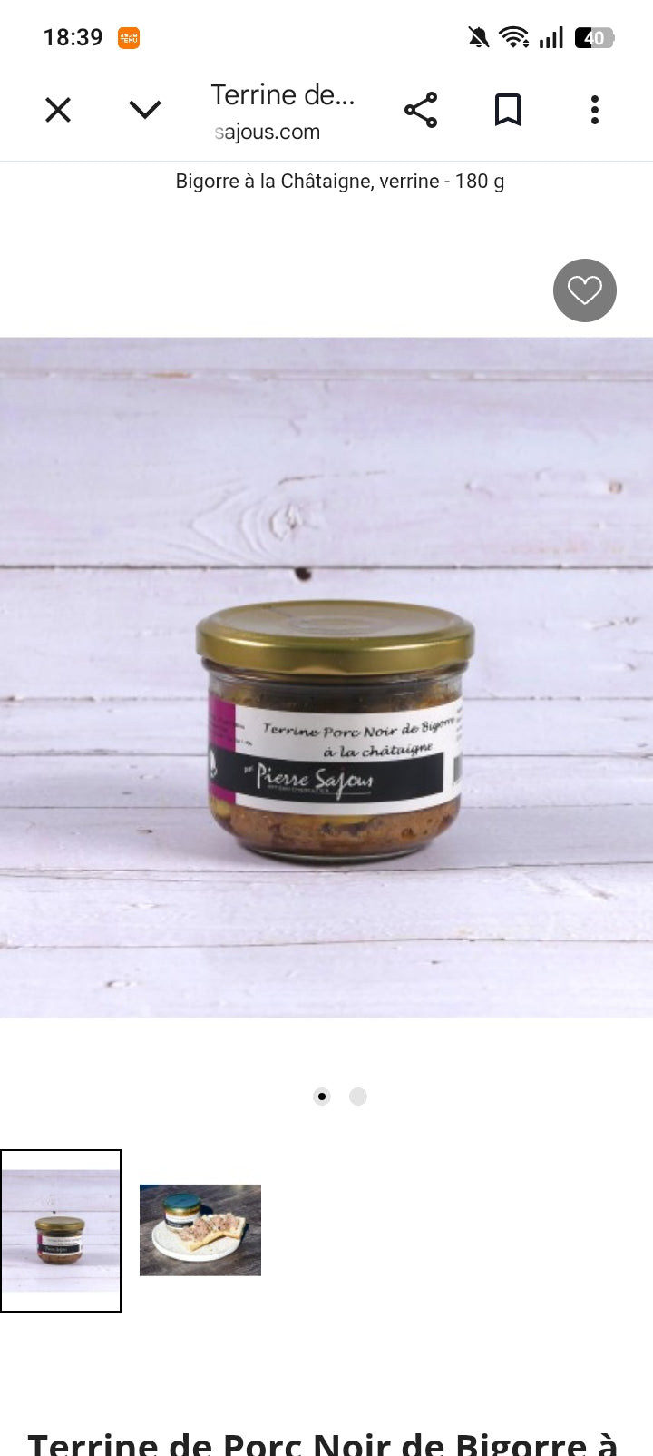 Terrine de Porc Noir de Bigorre à la Châtaigne, verrine - 180 g